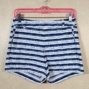 03SE1 Spanx blue Sunshine 4" Stretch Painted Stripe shorts S